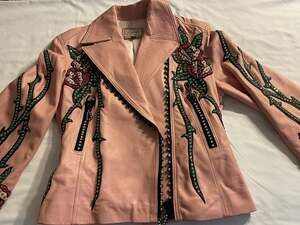Kippys Handmade Leather Jacket with Rhinestone Embellishments